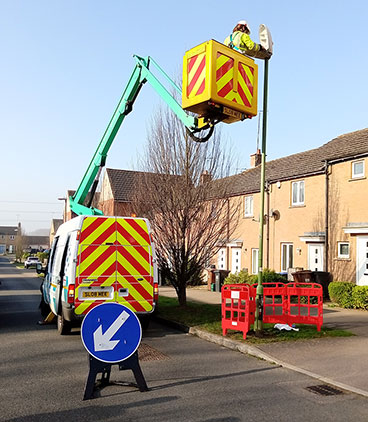 Damaged street light